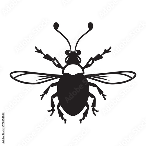 Bee flying butter style kit macro bug wing animal honey finder, flower nature kit vector illustration silhouette  © VectBox