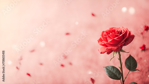 love background with a pink rose, A love background with a red rose, Valentine's day romantic theme, A love background with a red rose