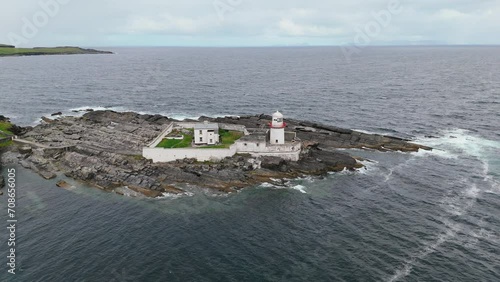 Valentia island lighthouse Ireland Aerial view
