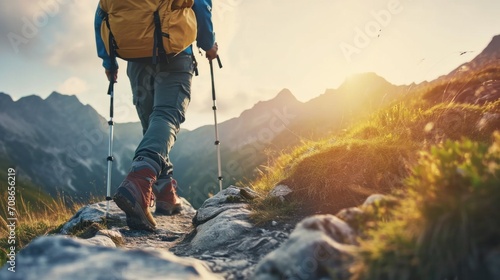 hiking advertisment background with copy space