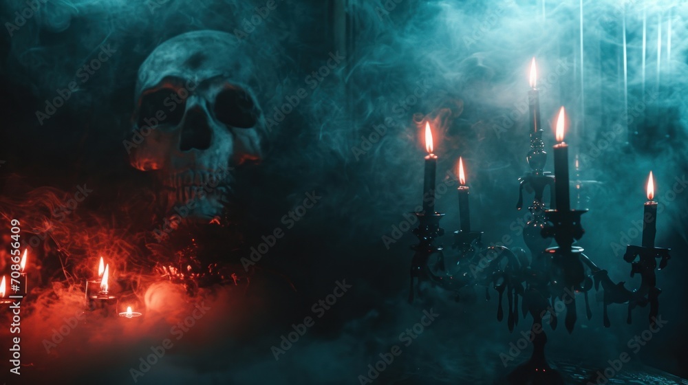 Fototapeta premium Horror party advertisment background with copy space