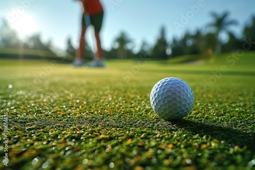 a golfer is reaching for a golf ball on the putt