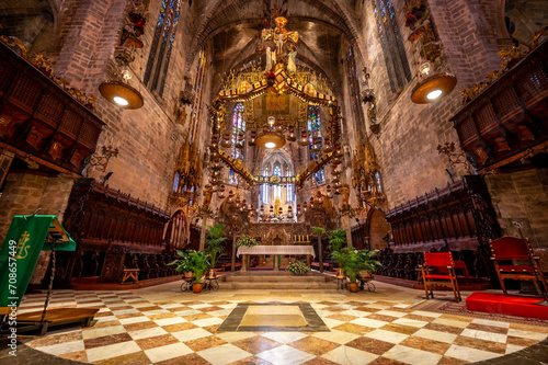 Palma de Mallorca, Spain - July 28, 2023: Amazing gothic cathedral of Santa Maria de Majorica in Palma. photo