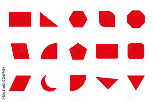 Vector flat geometric basic shapes set. Polygonal, Trendy minimalist basic figure, diamond, circles, hexagon, star, triangle Modern abstract graphic design elements. shape, icon, illustration
