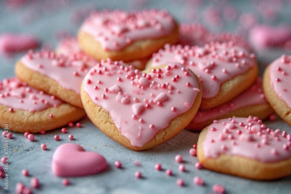 Heart shaped cookies icing for Valentine's day delicious homemade natural pastry, baking with love for Valentine's day, love concept Heart shaped cookies icing for Valentine's day delicious homemade natural pastry, baking with love for Valentine's day, love concept
