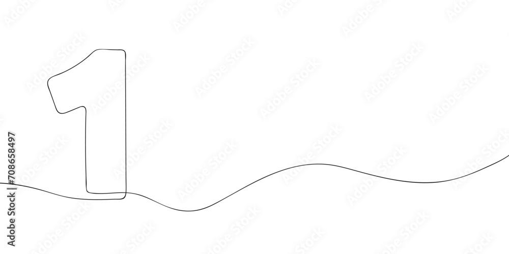 A number one drawing in one line. Number one vector icon. A number one drawing in one line. Number one vector icon.