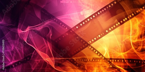 Vibrant abstract backdrop featuring movie reel. photo