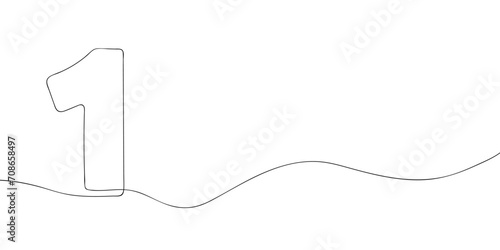 A number one drawing in one line. Number one vector icon.