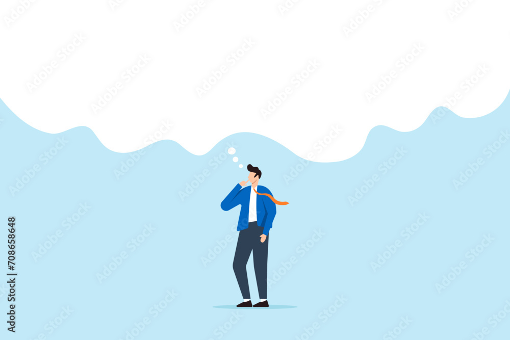 Smart businessman thinking with big bubble Smart businessman thinking with big bubble