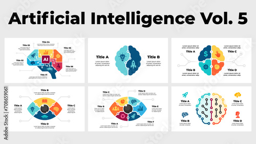 Artificial Intelligence Infographic. Brain Circle Diagram. Machine Knowledge. Deep Learning Creative Template. AI Technology Illustration. Chip Neural Network. Future Digital Eye See, View, Sight
