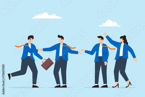 Businessman manager welcome and introduce new staff with handshake