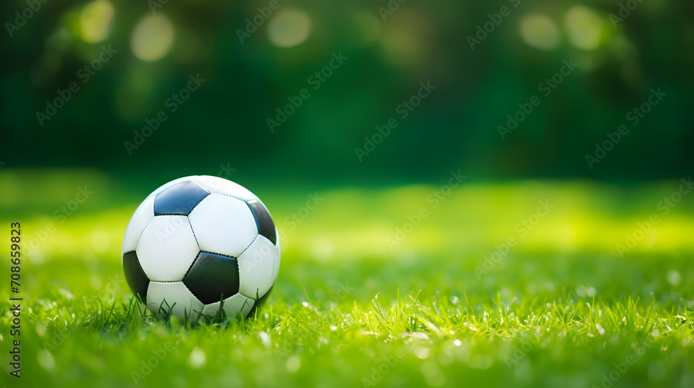 Fototapeta premium soccer ball on green grass