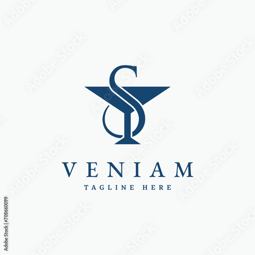letter S medical symbol snake with cup vector