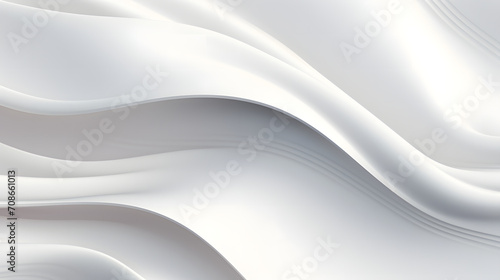 A seamless abstract white texture background featuring elegant swirling curves in a wave pattern, set against a bright white fabric material background.