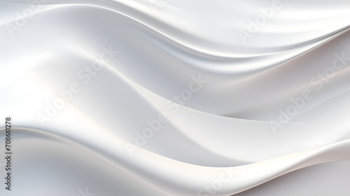 A seamless abstract white texture background featuring elegant swirling curves in a wave pattern, set against a bright white fabric material background. photo
