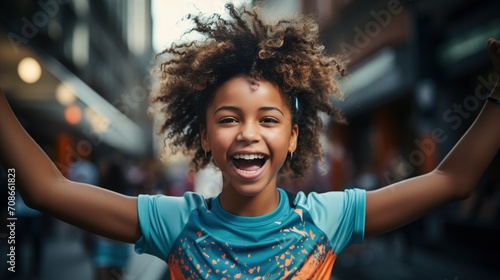 Ecstatic young girl celebrating her victory