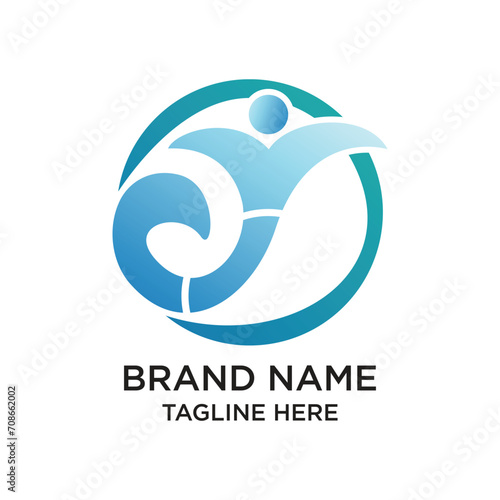 Brand name logo design simple concept Premium Vector