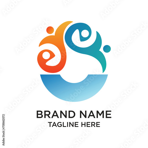 Brand name logo design simple concept Premium Vector
