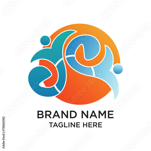 Brand name logo design simple concept Premium Vector