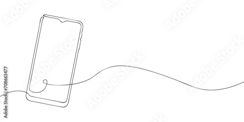 A phone drawing in one line. Smartphone vector icon.