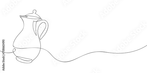 A jug drawing in one line. Jug vector icon.