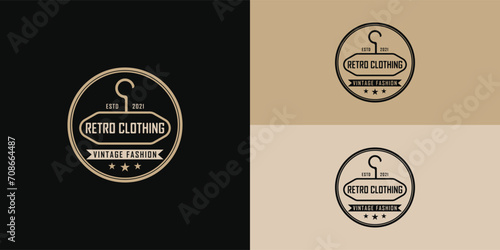 Classic Vintage Retro Label Badge logo design for cloth apparel presented with multiple background colors and it is suitable for beauty and fashion logo design inspiration template