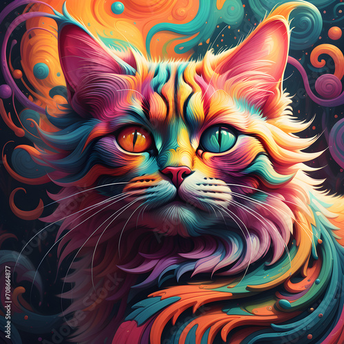 Cat colored digital art 