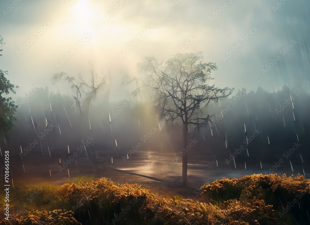 Fototapeta premium sunrise in fog 