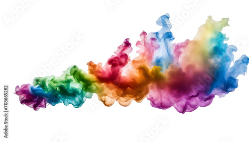 Transparent rainbow smoke isolated on white and tranparent background, colorful smoke.