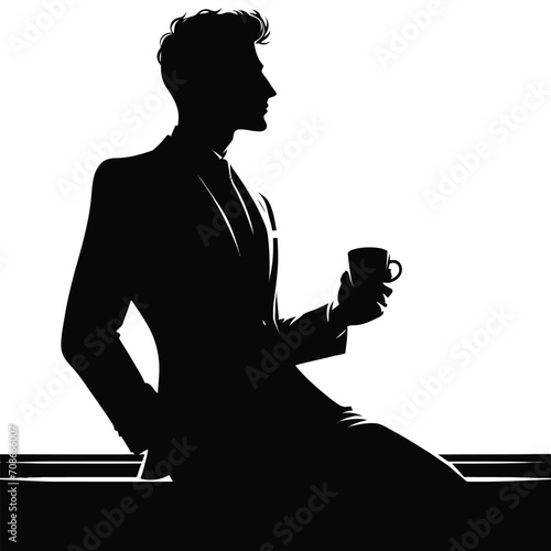  Businessman with Coffee Silhouette
