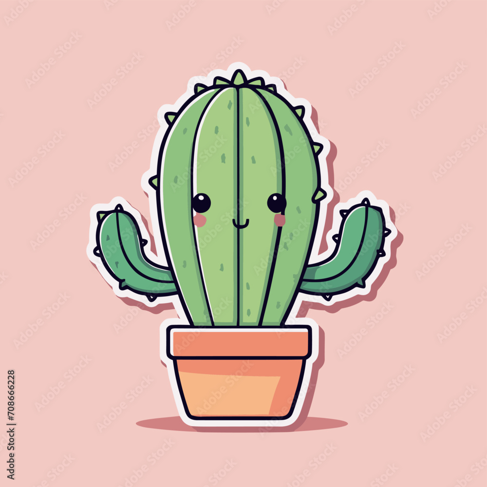 Cute kawaii cactus cartoon illustration generated by AI Cute kawaii cactus cartoon illustration generated by AI
