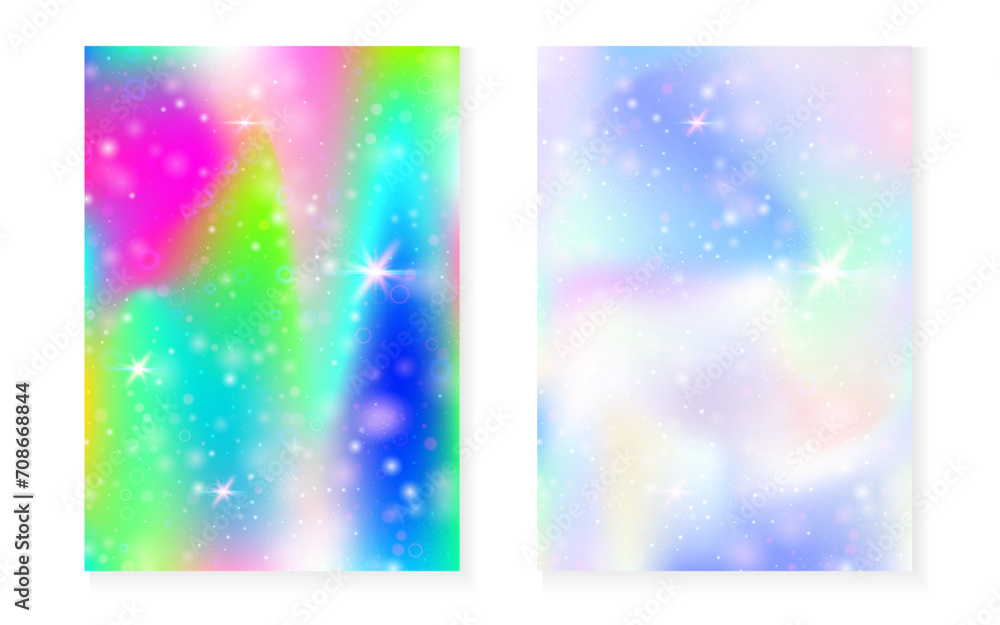 Rainbow background with kawaii princess gradient. Magic unicorn hologram. Rainbow background with kawaii princess gradient. Magic unicorn hologram.