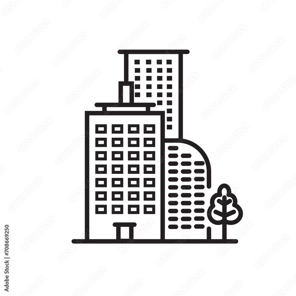 Office Building Line Icon