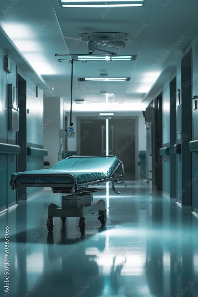 A hospital room with a bed. Suitable for medical and healthcare-related projects A hospital room with a bed. Suitable for medical and healthcare-related projects