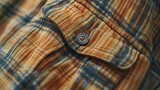 A detailed close-up of a button on a shirt. Perfect for fashion or clothing-related projects
