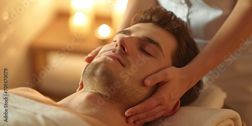A man receiving a relaxing massage at a spa. Perfect for promoting wellness and self-care