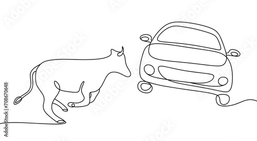 Cow. Car. One line