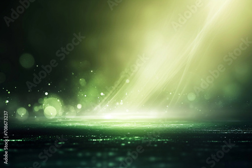 Elegant White and Green Blurred Gradient on Dark Grainy Background with Glowing Light Spot