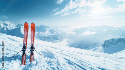 Ski advertisment background with copy space