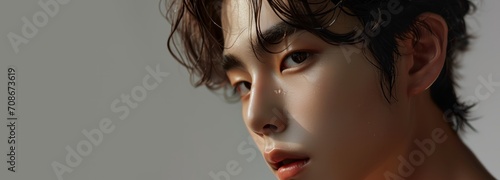 young k-pop man close-up portrait Generative AI