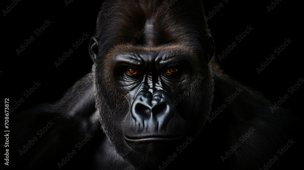  Portrait face powerful dominant male gorilla