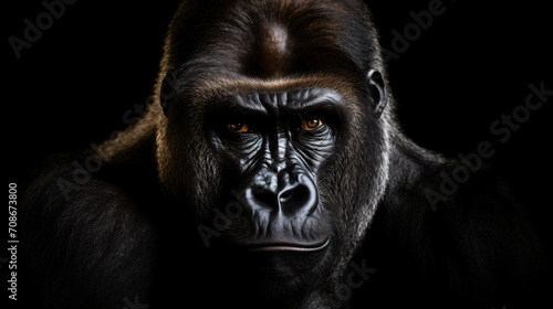  Portrait face powerful dominant male gorilla