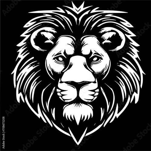 An illustration of a lion's face captures the majestic and fierce nature of this king of the jungle. The intricate details and bold lines make it a striking addition to any design.