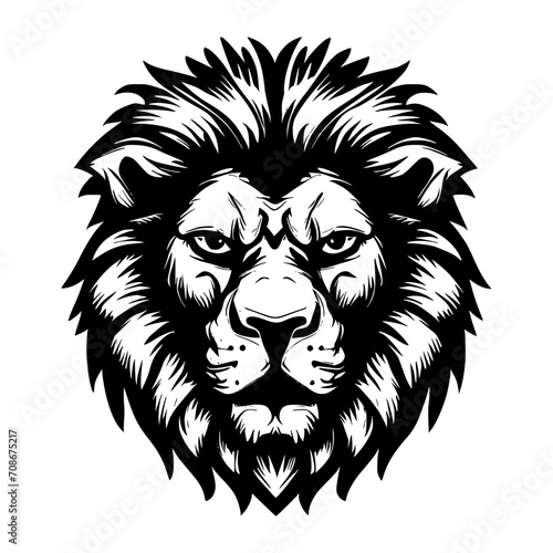 An illustration of a lion's face captures the majestic and fierce nature of this king of the jungle. The intricate details and bold lines make it a striking addition to any design.