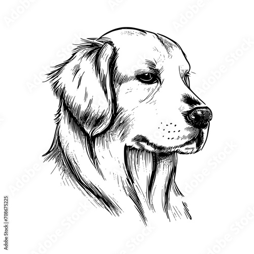A hand-drawn portrait of a golden retriever, capturing its loyal and friendly nature.