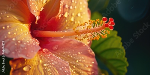 A detailed view of a flower with glistening water droplets. Perfect for adding a fresh and natural touch to any project