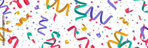 Bannière pour célébrer une fête ou un événement - Confettis, cotillons et points colorés - Illustration vectorielle festive - Célébration - Soirée - Joie et bonheur 