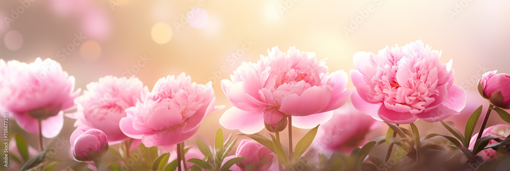 Beautiful pink peonies.Banner,background Beautiful pink peonies.Banner,background