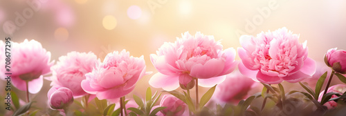 Beautiful pink peonies.Banner,background