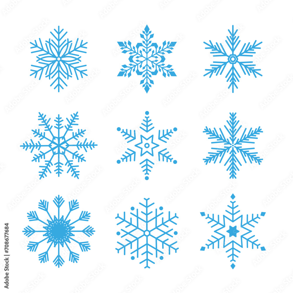 Free collection of blue snow flakes vector set Free collection of blue snow flakes vector set